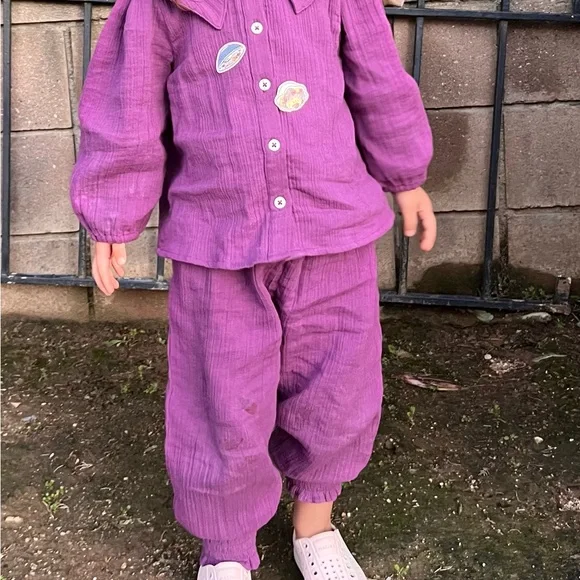 Kate Quinn Purple Cotton Gauze Pant & Shirt Set - Picture 4 of 4